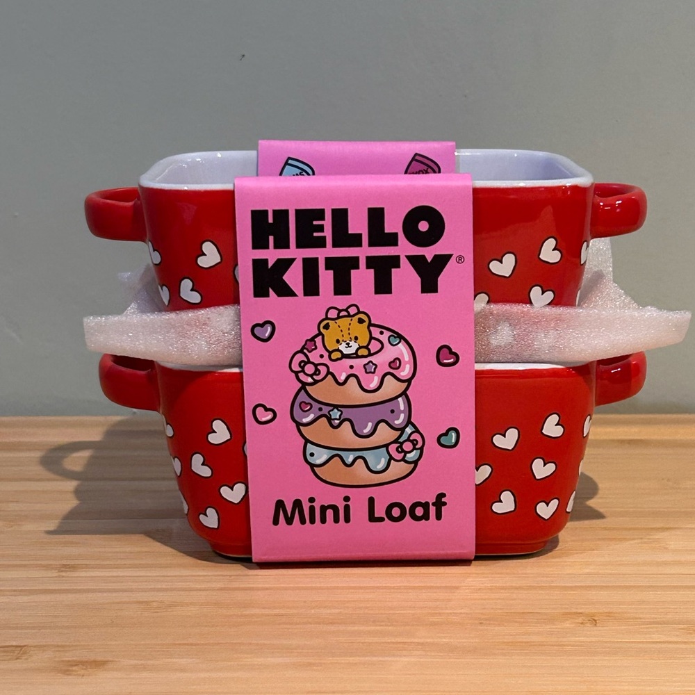 HELLO KITTY Hearts & Sunglasses  Mini Ceramic Loaf Pan Set Of 2 Made By Sanrio